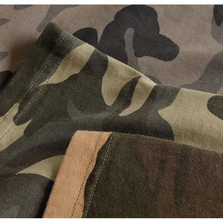 Áo thun cổ tròn phong cách Retro_dã ngoại - camo rêu