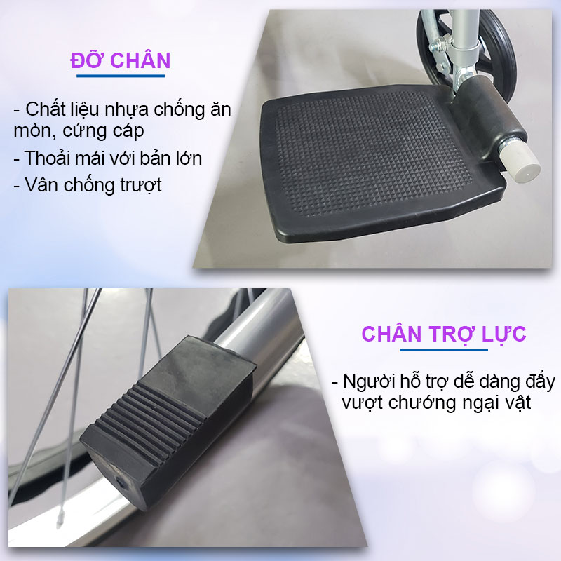 Hình ảnh Xe lăn tay có tích hợp bô vệ sinh kèm đệm, tấm lót tựa lưng và chổ ngồi vải tổ Ong thoáng khí có thể tháo rời để vệ sinh - S213-3+D