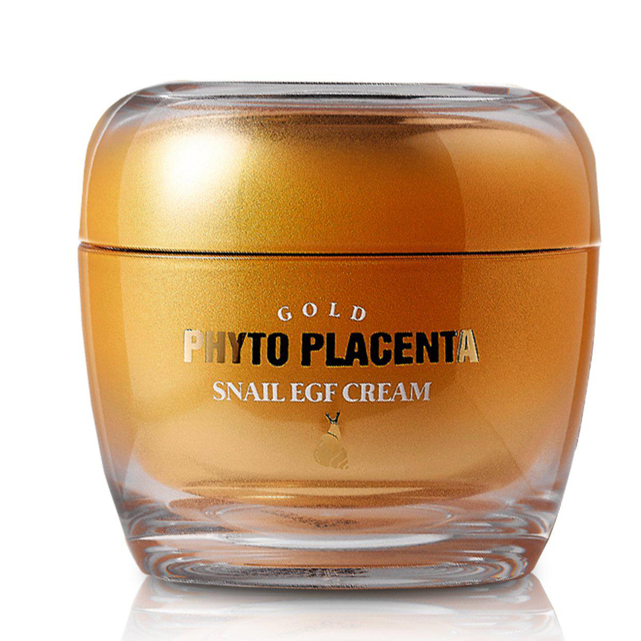 Kem ốc sên phục hồi dưỡng trắng chống lão hóa Pretty Skin Gold Phyto Placenta Snail EGF Cream 50ml tặng móc khóa