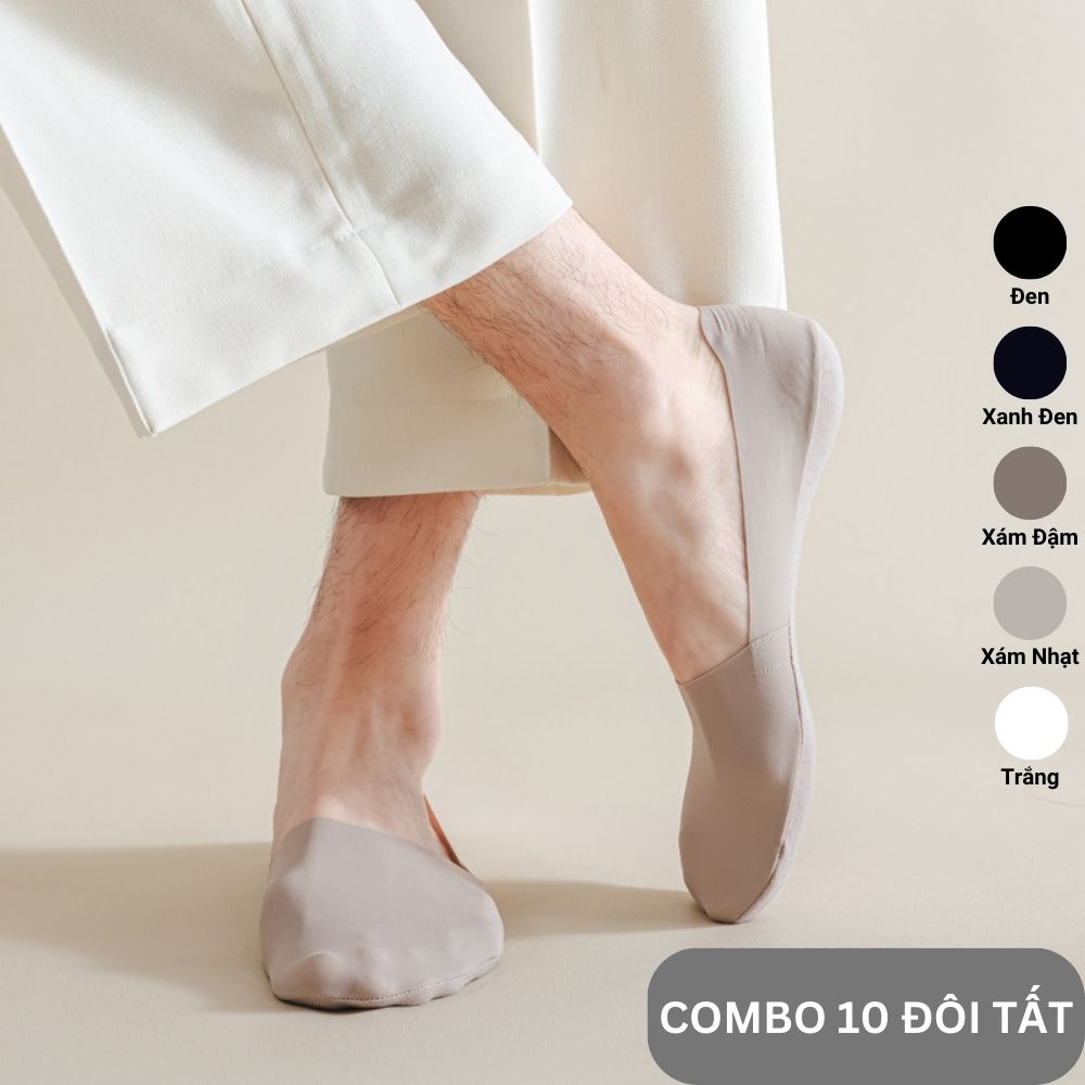 Combo 10 đôi tất vớ lười nam GOMTAT chất liệu cotton, đệm cao su chống tuột gót, khử mùi cực tốt - TATLUA-UYE-7010-CB10