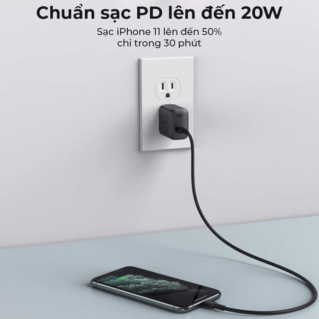 Hình ảnh Cốc Sạc Nhanh Siêu Nhỏ Aukey PA-F1S Cổng Type C Power Delivery 20W | Hàng Chính Hãng