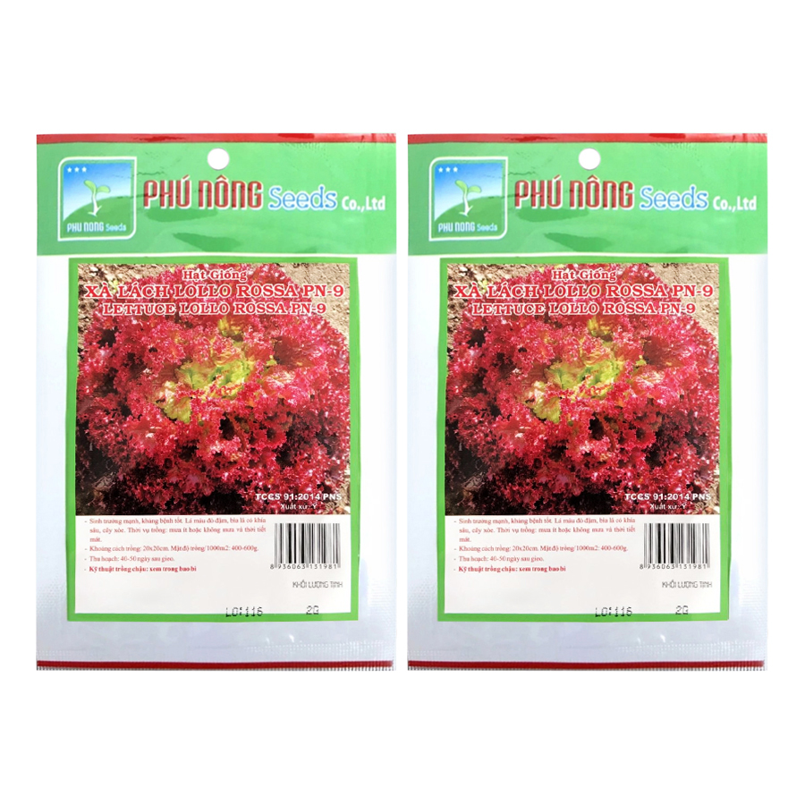 Bộ 2 Gói Hạt Giống Xà Lách Tím Lollo Rossa Phú Nông PN131981