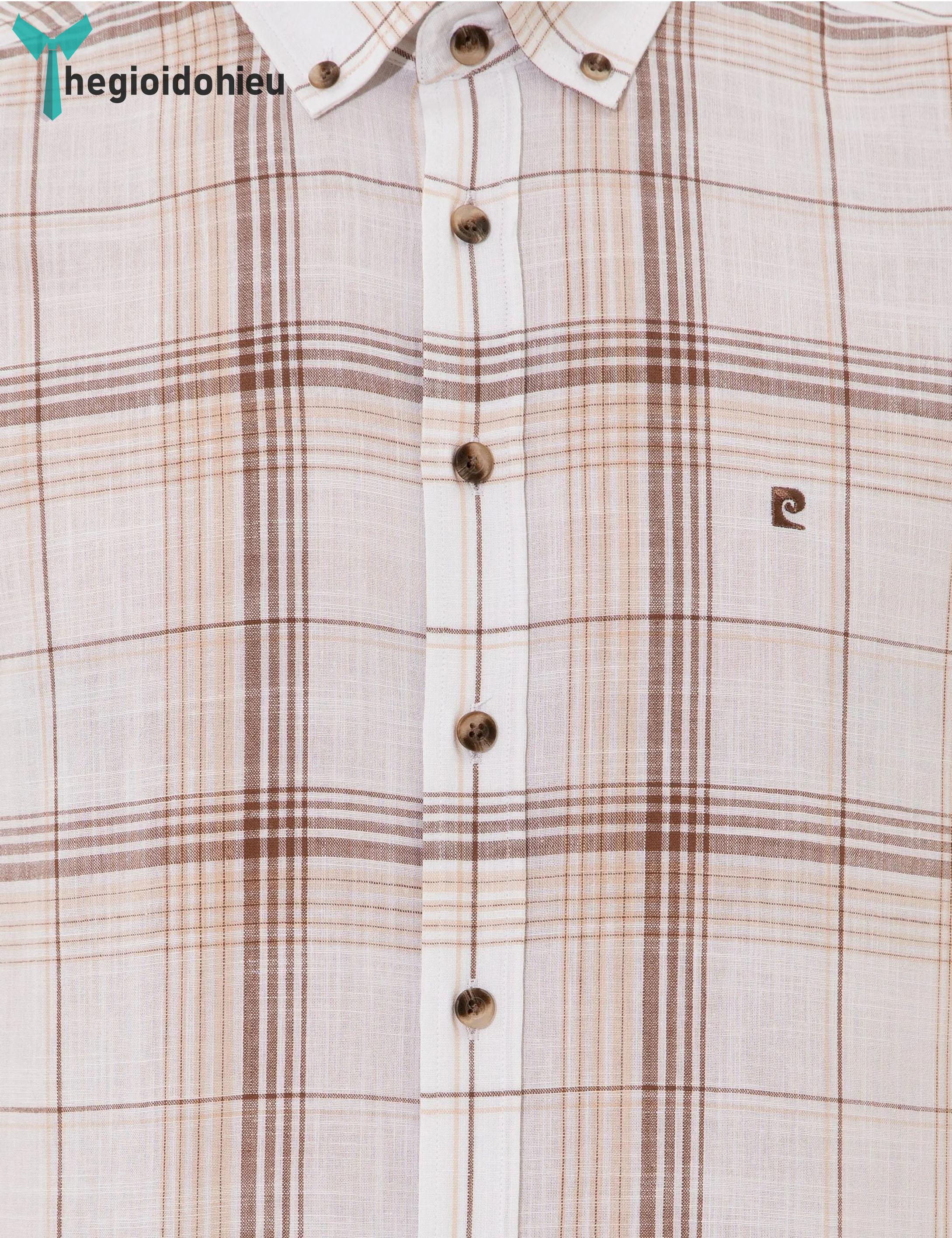 Áo sơ mi nam ngắn tay Pie Cardin PCShirt104 (Caro đỏ nâu) - Hàng nhập khẩu - Không túi - Caro đỏ nâu
