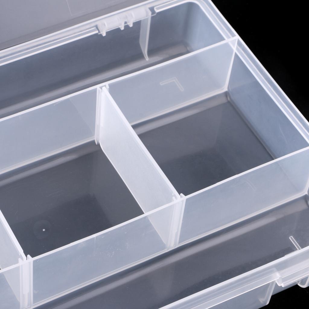5 Compartments Clear Plastic Fishing Tackle Box Lures Bait Storage Case