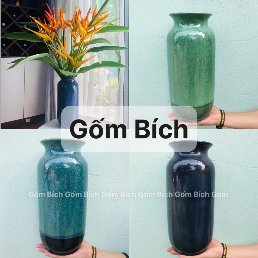Bình Hoa Lọ Hoa Dáng Quả Bí Men Hỏa Biến Gốm Sứ Bát Tràng - Gốm Bích
