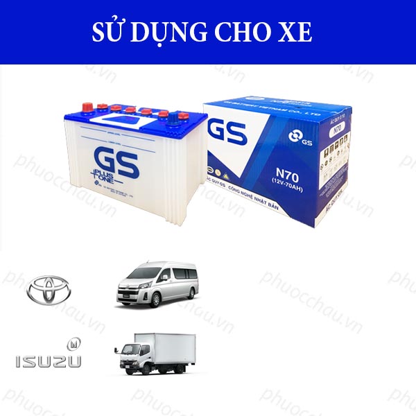 Bình Ắc Quy Nước 12V-70Ah, Ắc Quy Ô Tô GS N70