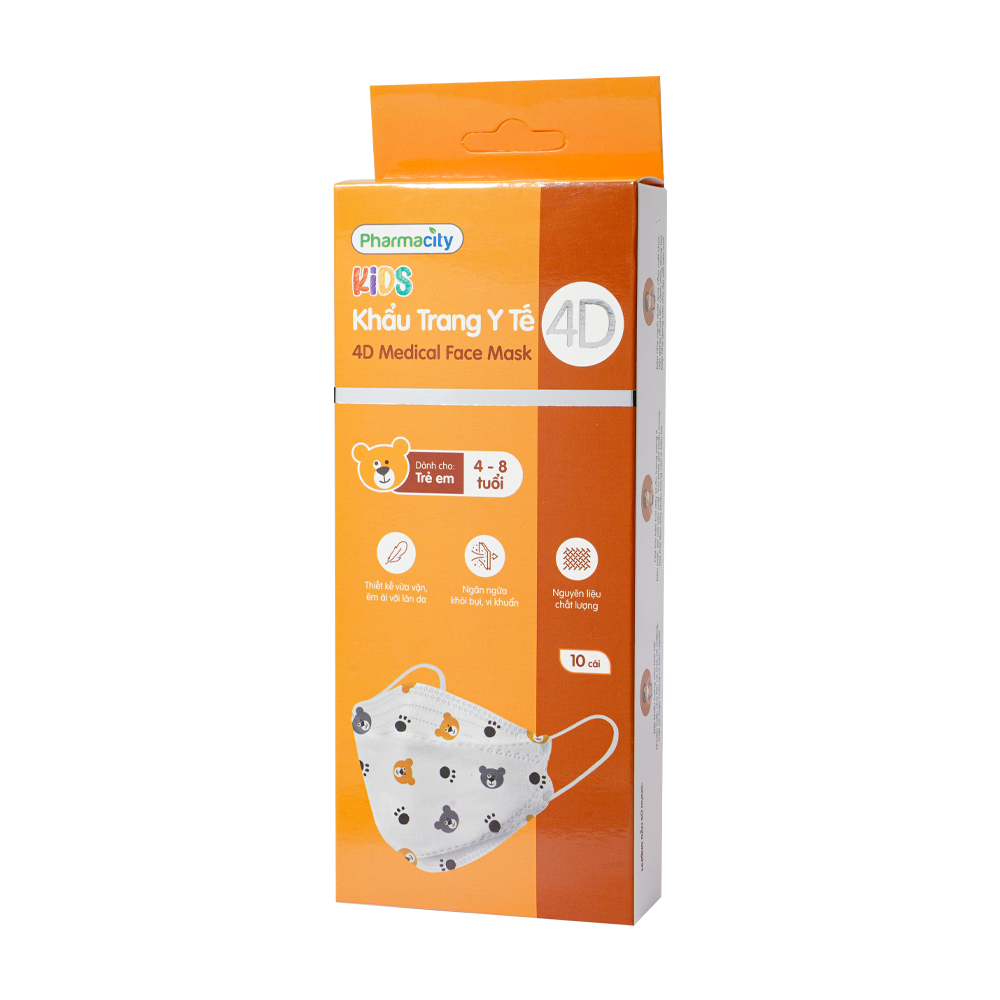 Khẩu trang 4D trẻ em hoa văn cho bé trai 4-8 tuổi Pharmacity