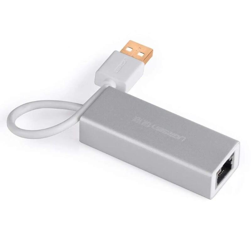 Ugreen UG2025720257TK 15CM màu Bạc Cáp chuyển đổi USB 2.0 sang cổng LAN RJ45 tốc độ 100Mbps vỏ nhôm - HÀNG CHÍNH HÃNG