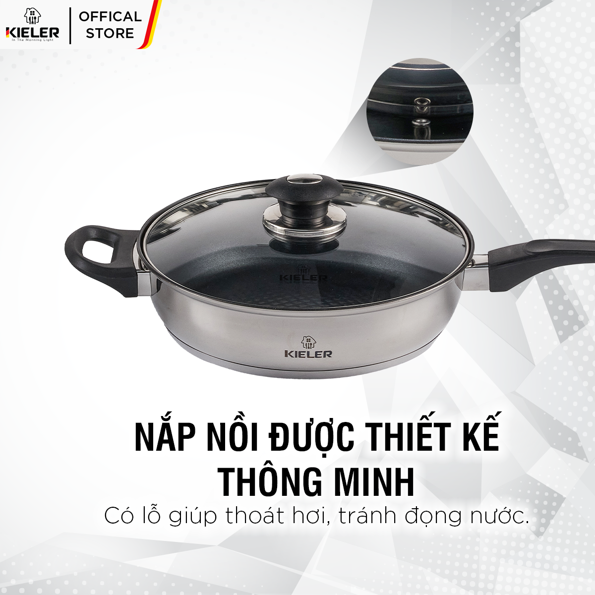 Bộ nồi chảo inox 6 món cao cấp Kieler RW1222 nấu nhanh, tiết kiệm điện (Gồm 4 nồi và 2 chảo)