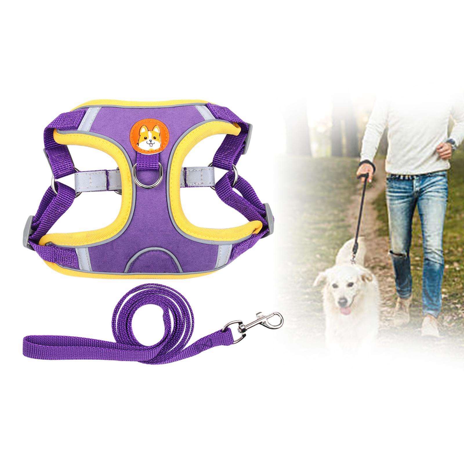 Dog Harness Leashs Set Soft Padded Adjustable for Puppy Reflective S