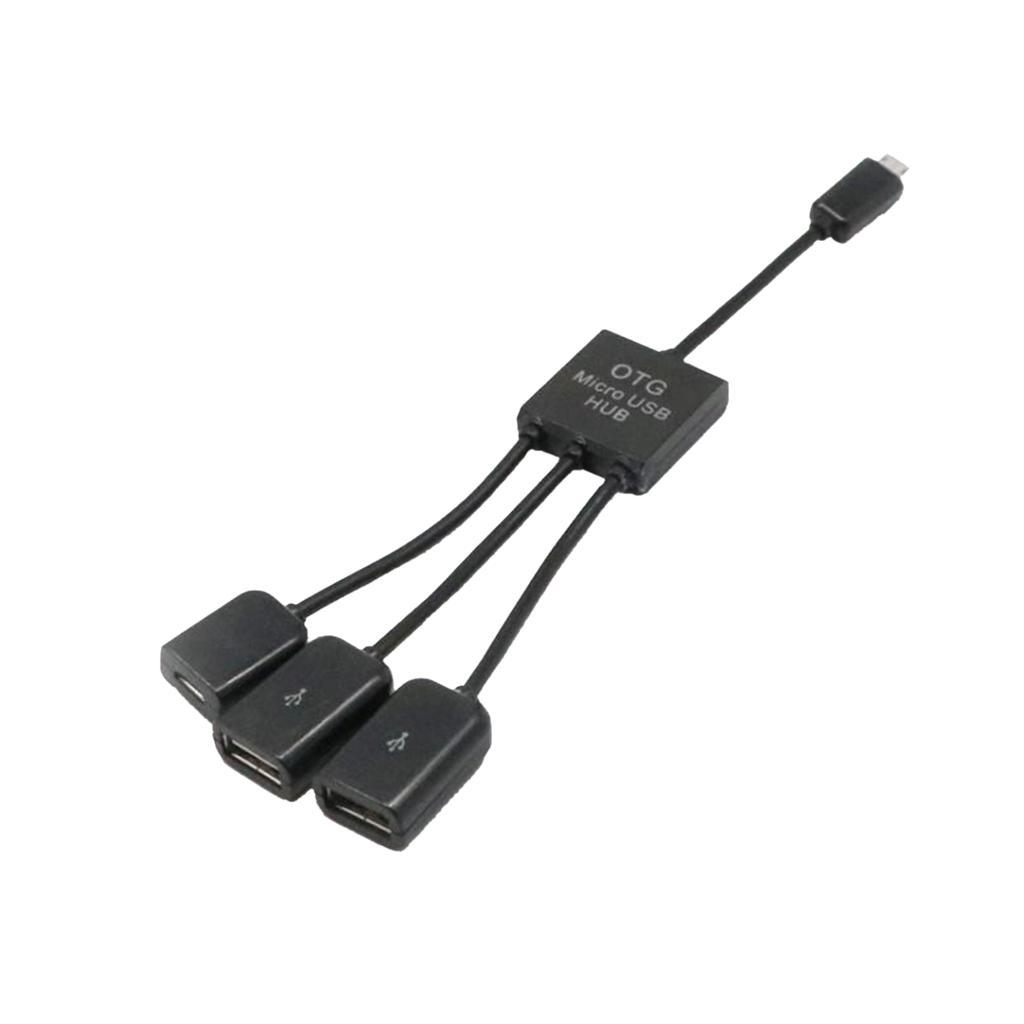 3 in 1 USB 2.0 OTG Cable Adapter, Micro USB Hub USB OTG Extension Adapter+90 degree Left Angle Micro USB 2.0 OTG Host Adapter with USB Power
