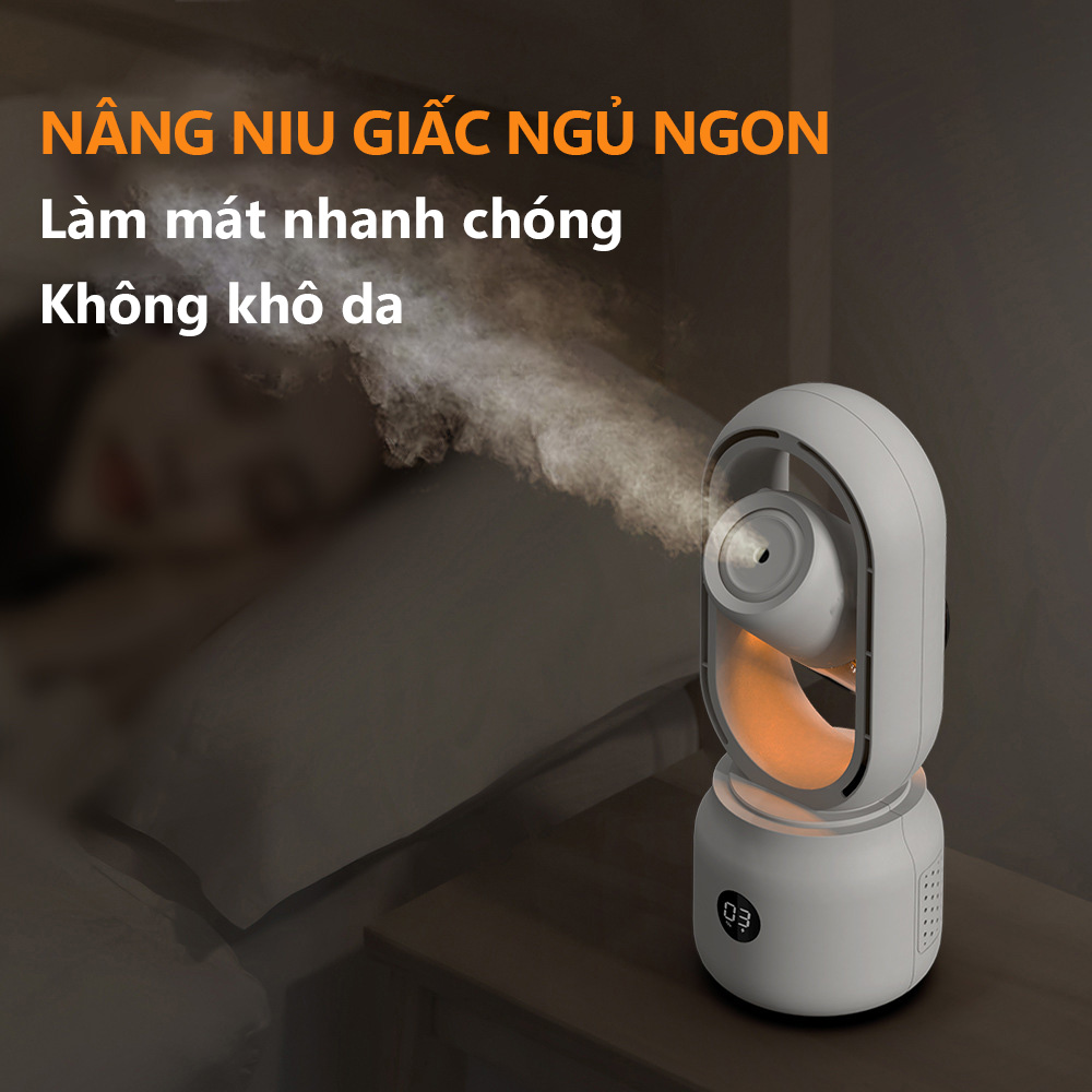 Quạt không cánh phun sương kết hợp đèn ngủ 3 in 1- K1578