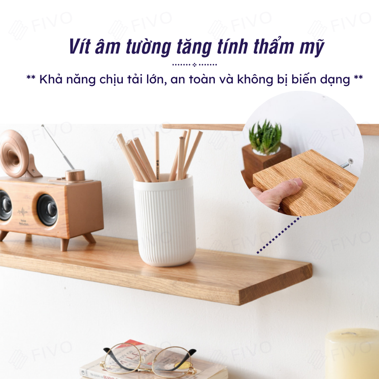 Kệ Gỗ Chống Ẩm Treo Tường Trang Trí FIVO Mã FB41 Dày 17mm Âm Tường Tiết Kiệm Diện Tích