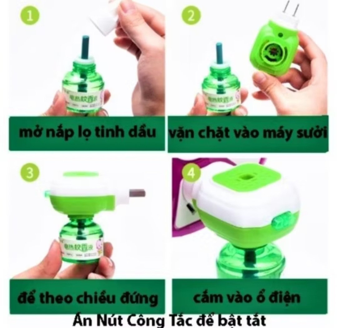 MÁY XÔNG TINH DẦU ĐUỔI MUỖI TẶNG LỌ TINH DẦU THẢO MỘC AN TOÀN CHẤT LƯỢNG CHO MỌI NGƯỜI