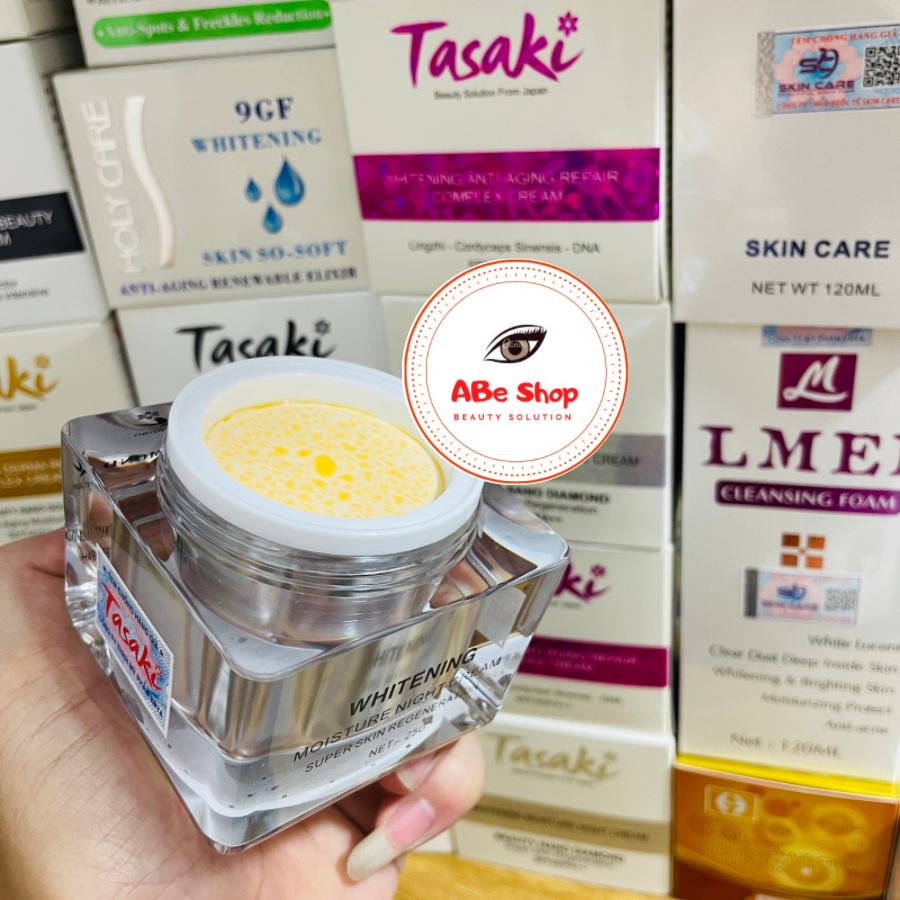 KEM TASAKI KIM CƯƠNG - PHỤC HỒI - TÁI TẠO DA - WHITENING MOISTURE NIGHT CREAM 25G - BEAUTY NANO DIAMOND