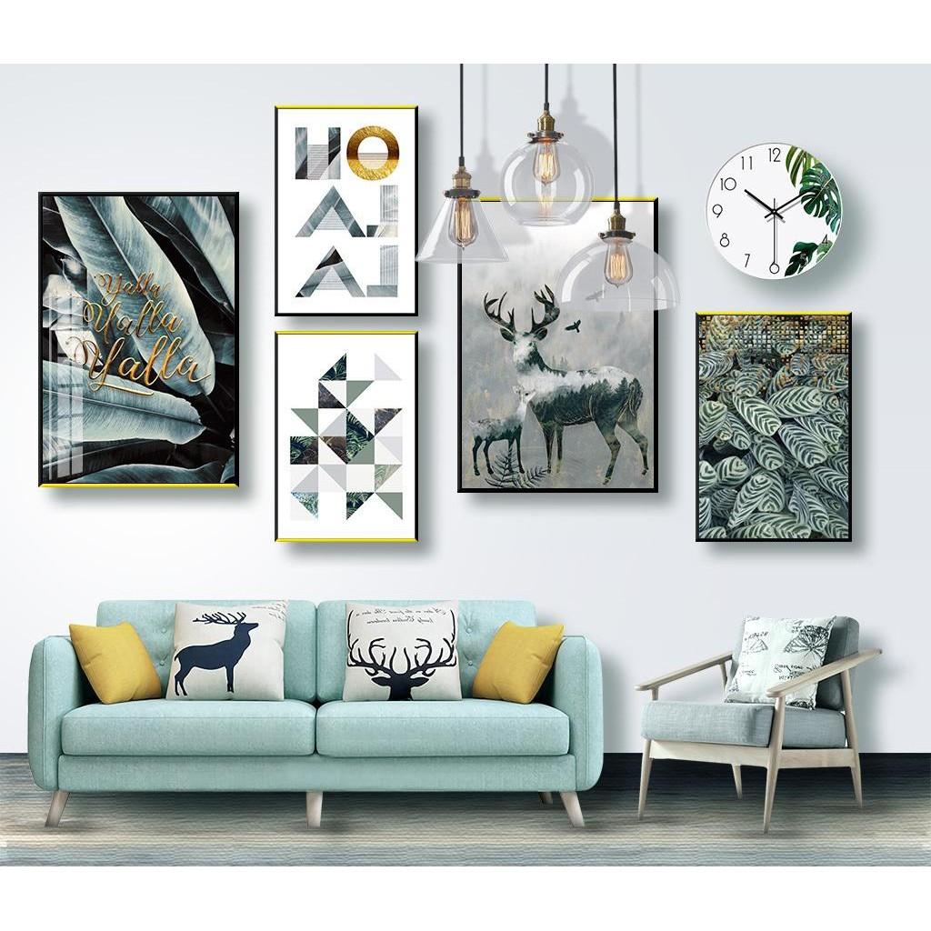 Bộ 5 tranh canvas treo tường cây lá thiên nhiên