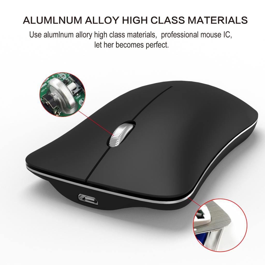 2.4G Rechargeable Wireless Mouse W/ USB Receiver Fashion Metal Office Mice