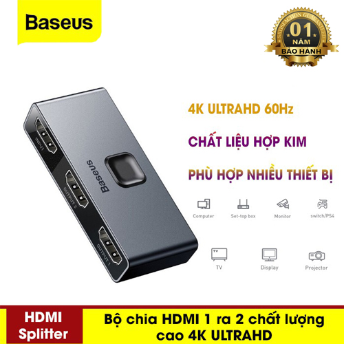 Thiết bị chia cổng HDMI 2 chiều Baseus Matrix HDMI Splitter - Hàng Chính Hãng