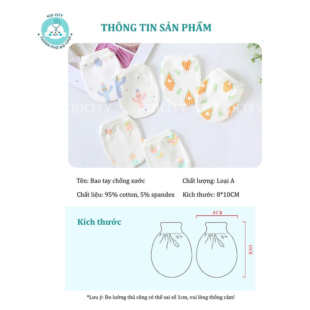 Bao Tay Cotton Mềm Mịn Chống Xước Nhiều Họa Tiết Cho Trẻ Sơ Sinh