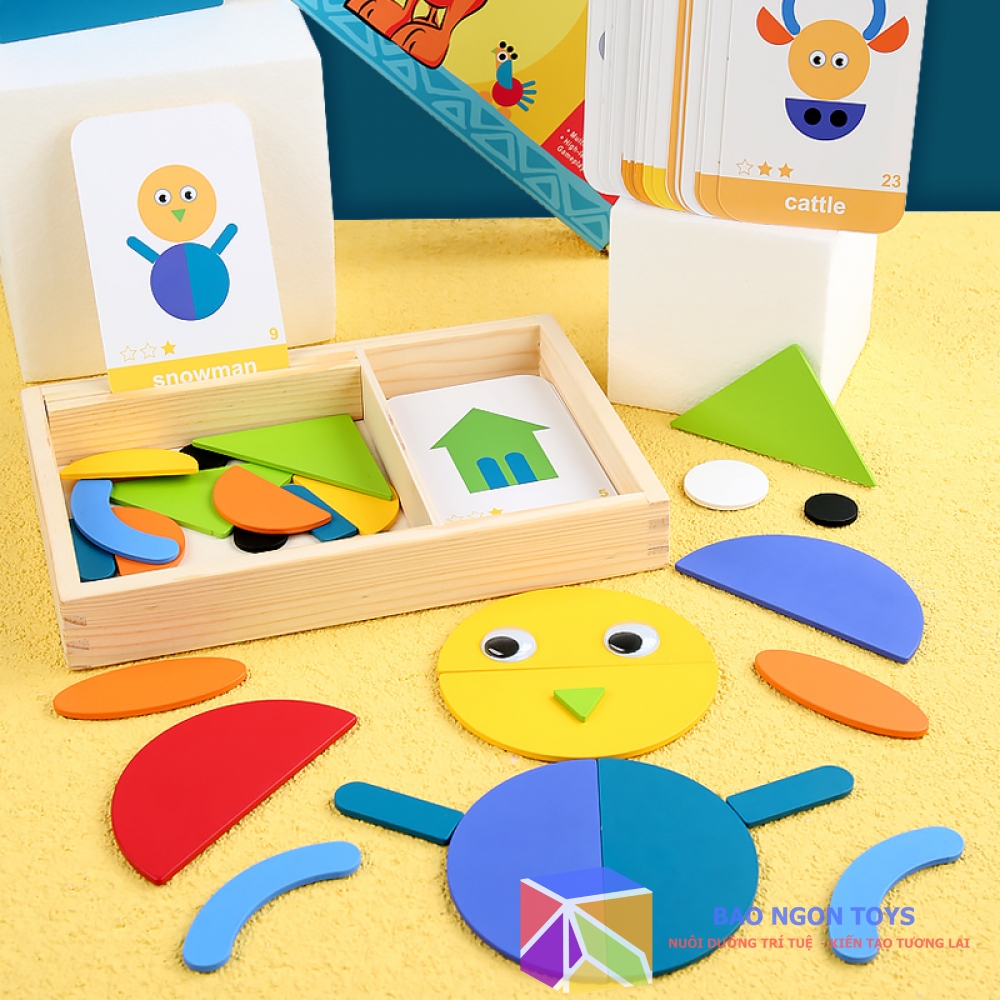 ĐỒ CHƠI XẾP HÌNH TANGRAM ĐỘNG VẬT GIÚP BÉ PHÁT TRIỂN TRÍ THÔNG MINH HÌNH HỌC - MONTESSORI GEOMETRY PUZZLE