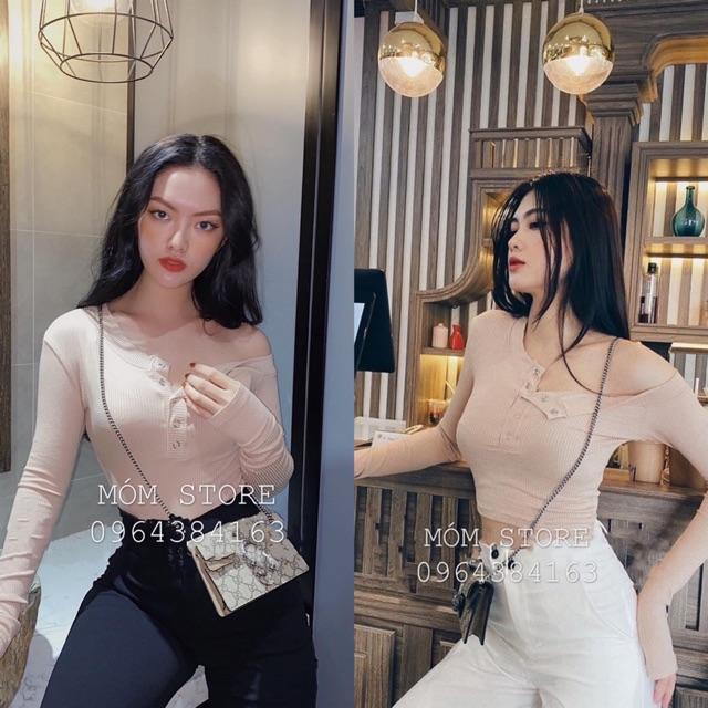 Áo Crop Lệch Vai Tay Dài Siêu Xinh