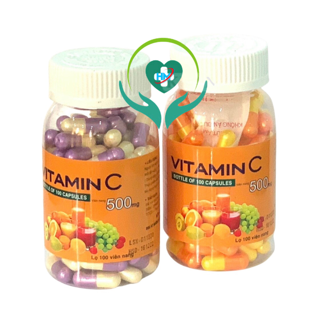 Vitamin C ( dạng viên nang) Vinapharco, lọ 100v, tăng cường sức đề kháng, làm bền mạch máu