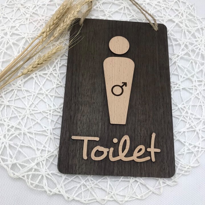 Bảng gỗ trang trí TOILET NAM