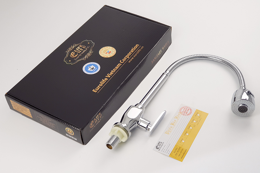 Vòi rửa chén lạnh cần lò xo Đồng mạ Chrome Eurolife EL-RC01