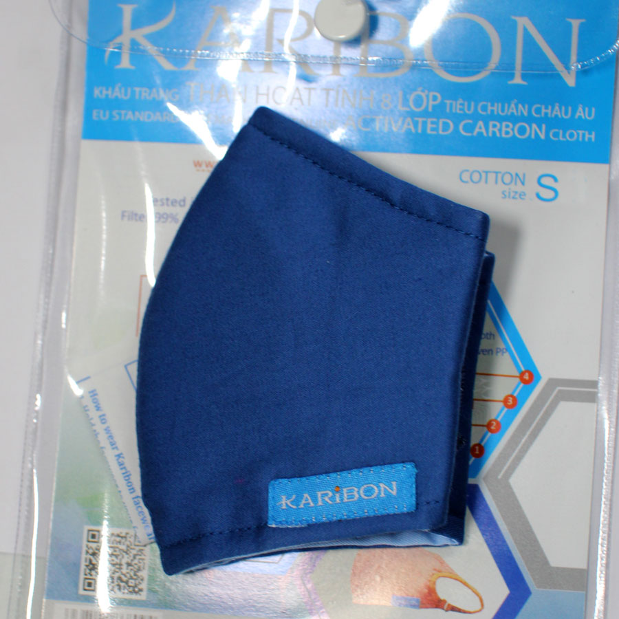 Khẩu trang Karibon Cotton trẻ em xanh dương