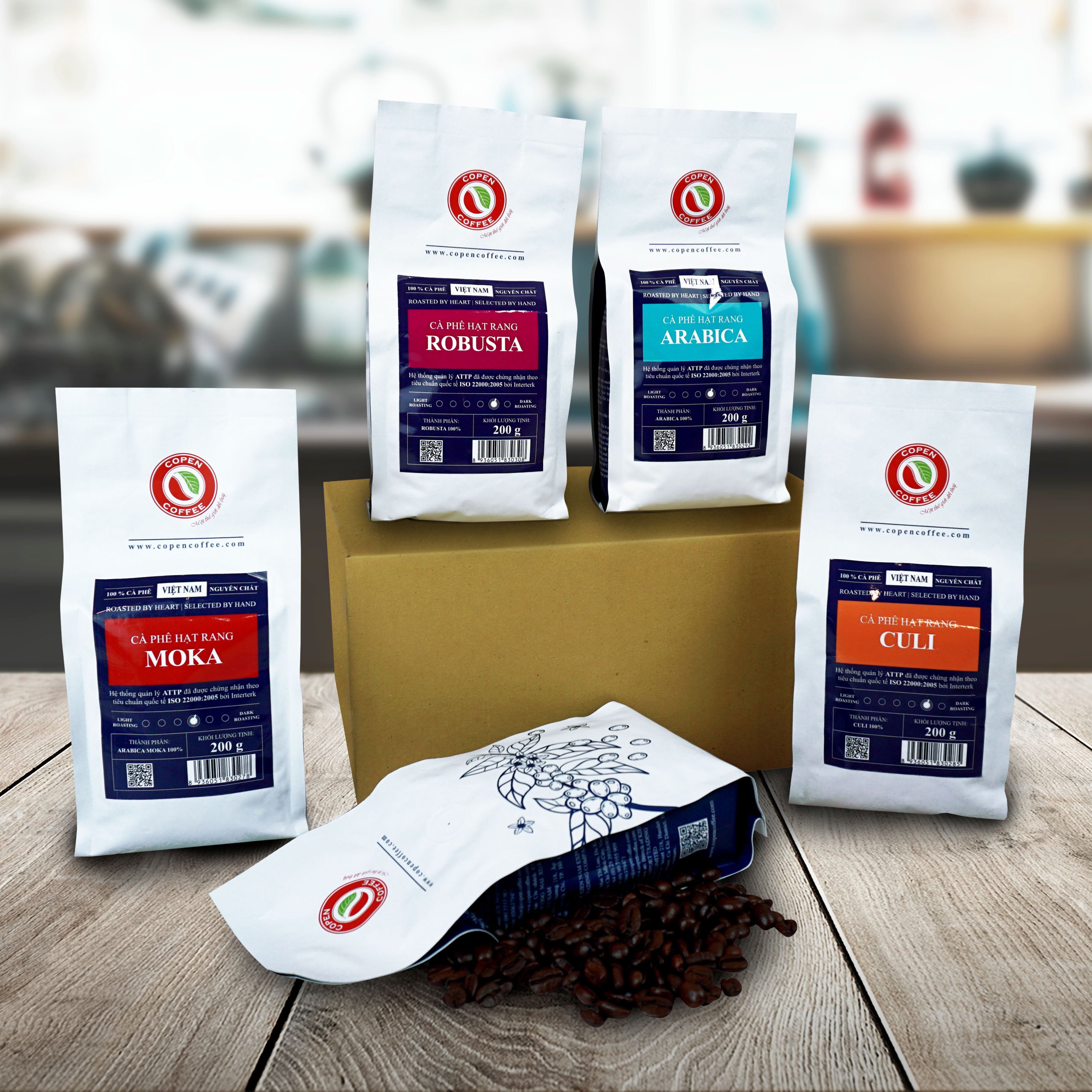 Cà phê hạt Copen Coffee Arabica túi 200g đắng nhẹ, chua thanh