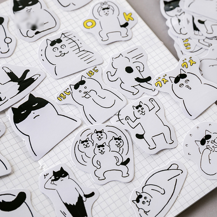 Sticker hộp 45 miếng dán - Mèo Nhí Nhố - Hộp nhãn dán trang trí sổ tay bullet journal - M460