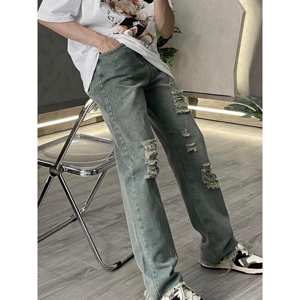 Quần baggy jeans ống suông màu lạ siêu đẹp