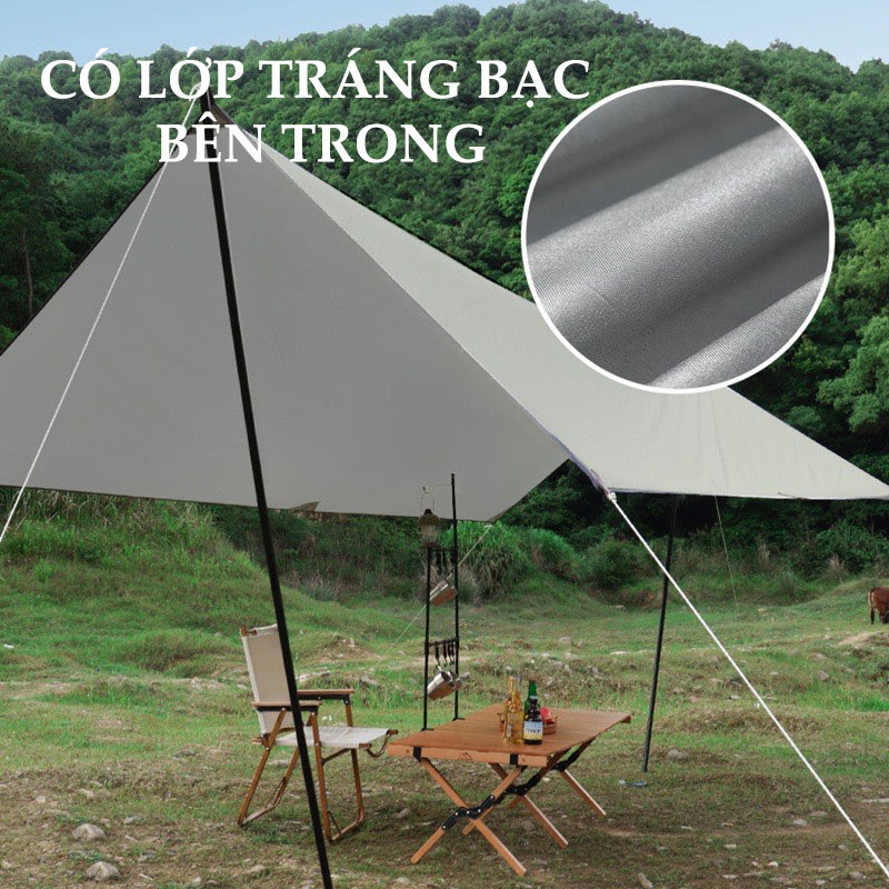 Bạt cắm trại campout tăng bạt mái che du lịch dã ngoại đồ cắm trại chống thấm nóng vải nhẹ camping