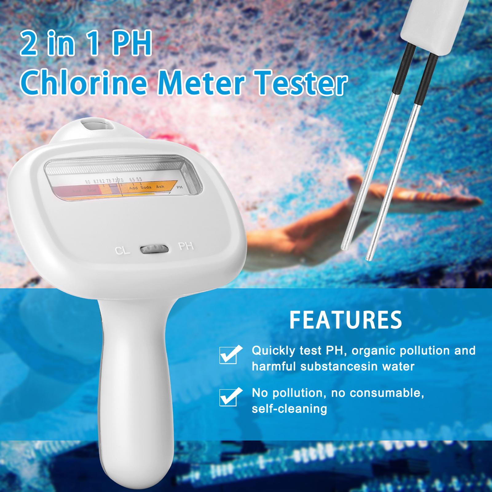 PC102C Swimming Pool Water Quality Tester Portable PH Test Pen CL2 Chlorine Detector Chlorine Meters PH Tester 2-in-1