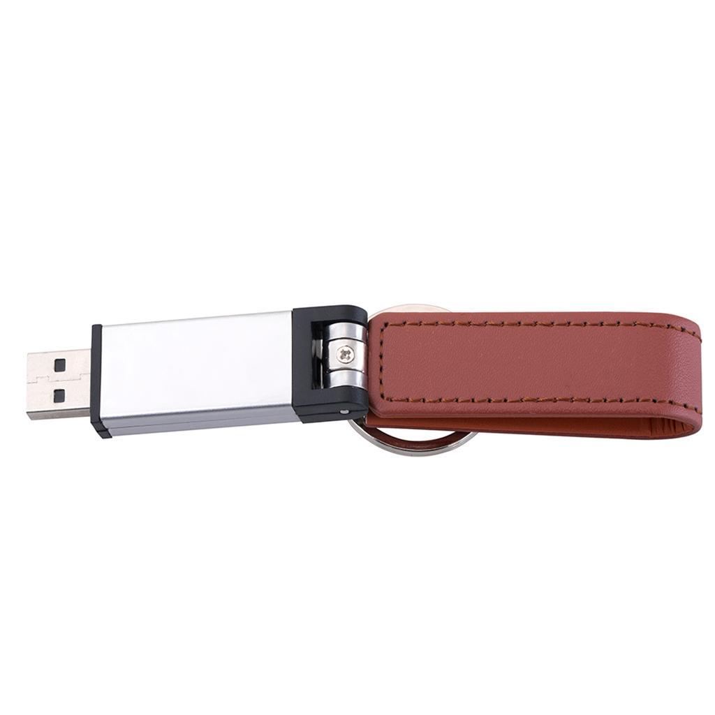 USB Flash Drive Mini USB 2.0 Key Chain PU Leather USB Stick Drive Brown