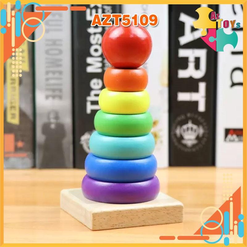 Tháp Gỗ Cầu Vồng Nhiều Màu Cho Bé - AZT5109