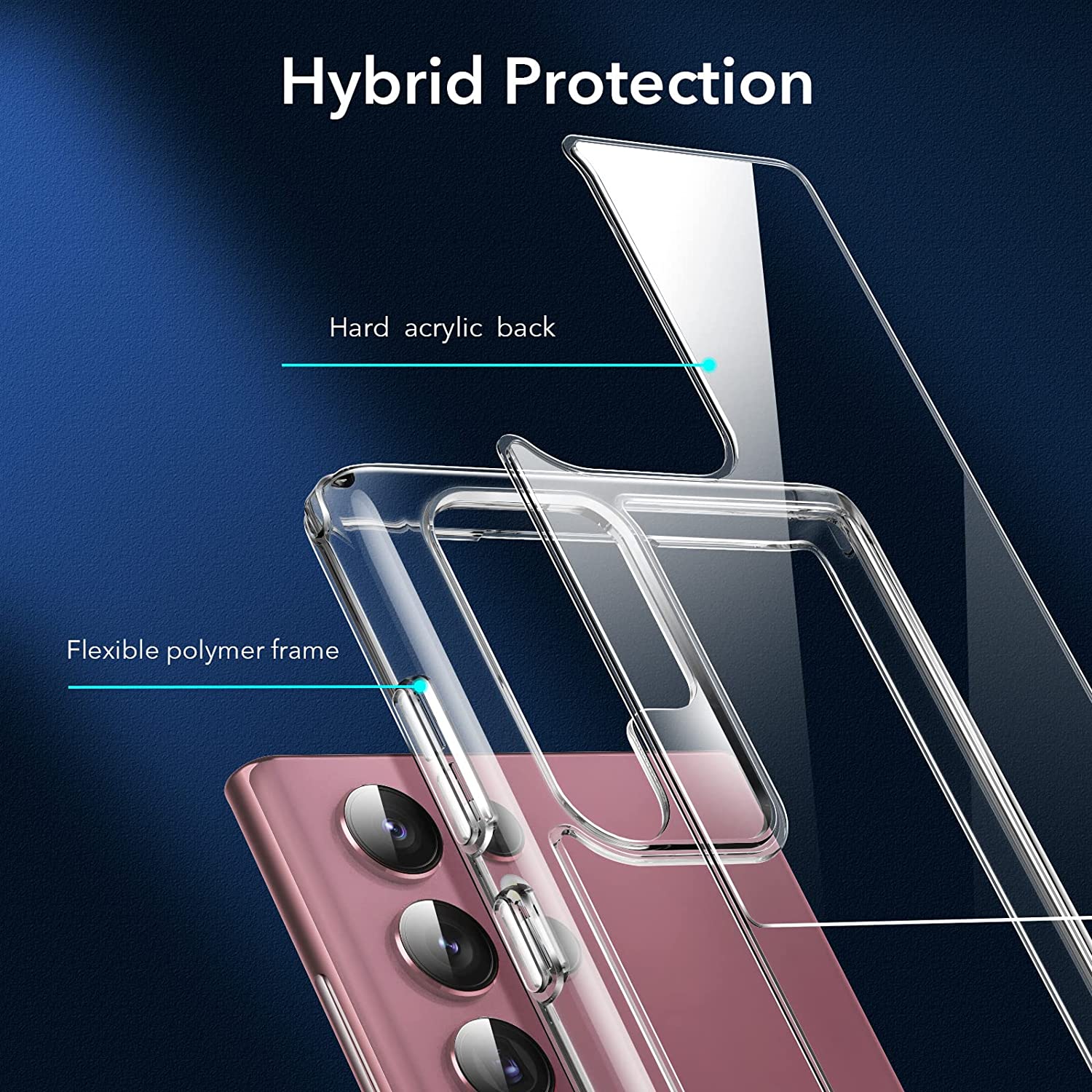Ốp lưng cho Samsung Galaxy S22 Ultra ESR Metal Kickstand Crystal Clear - Hàng Chính Hãng