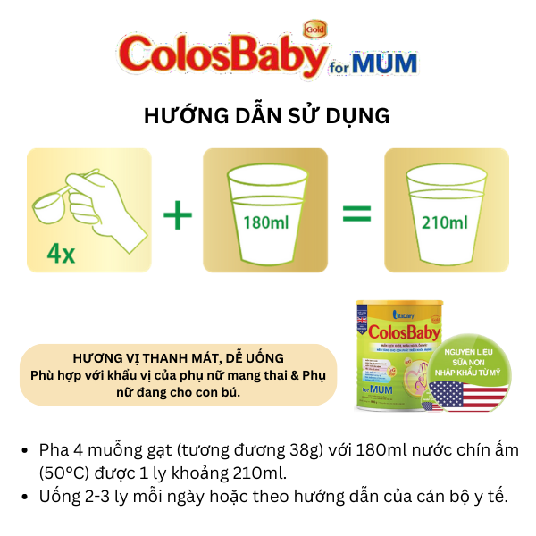Sữa bột ColosBaby Gold Mum 400G giúp mẹ thai kì khỏe mạnh, giảm ốm vặt - VitaDairy