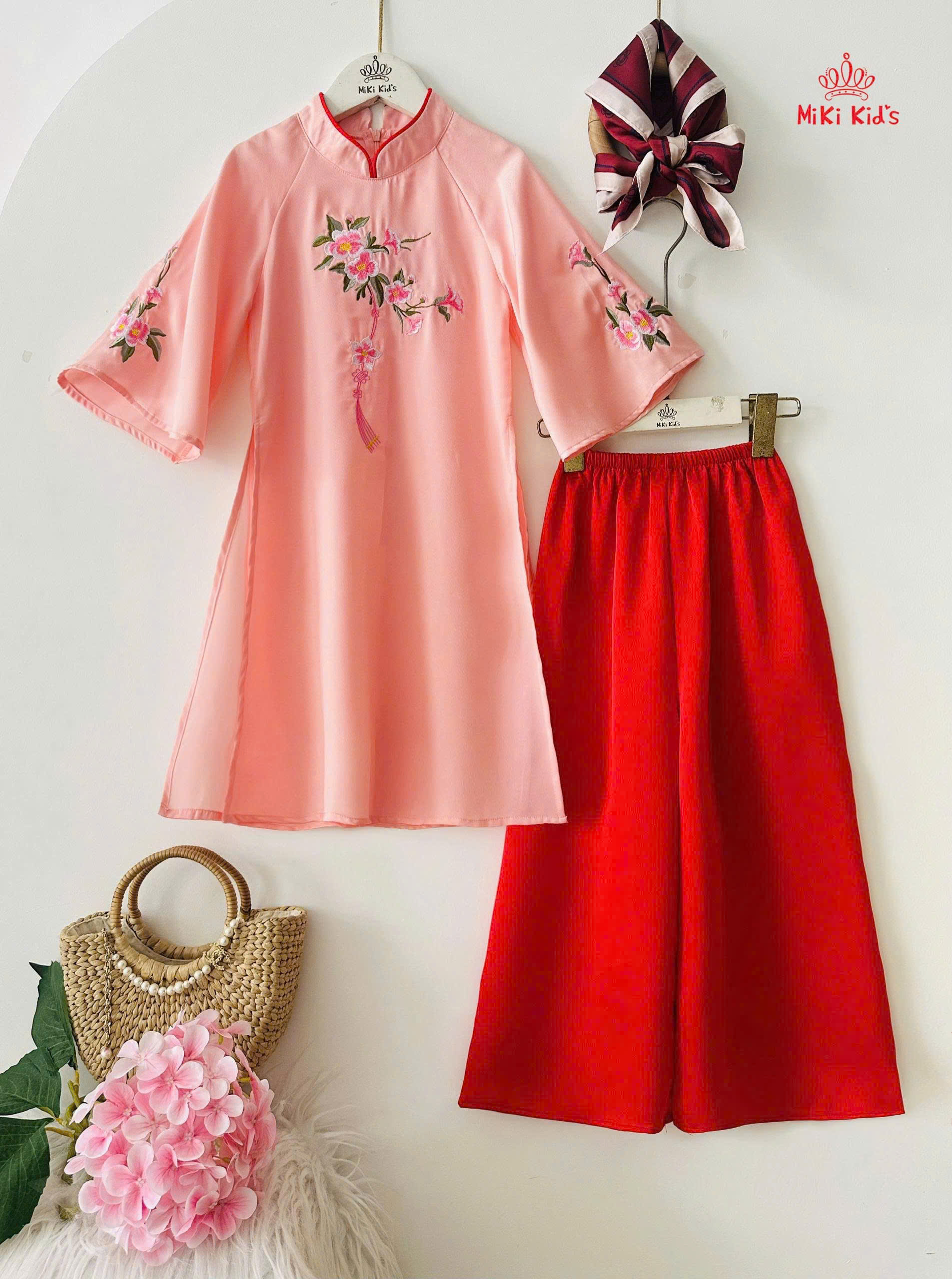 Áo dài cho bé gái mẫu Như ý diện lễ tết noel giáng sinh năm mới từ 12-44kg hàng thiết kế