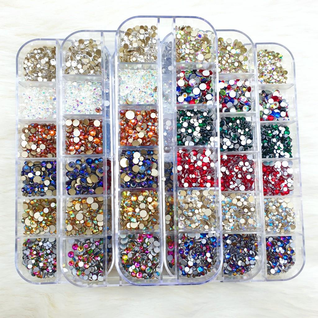 Đá làm nail,khay đá nail mix 12 màu đính móng