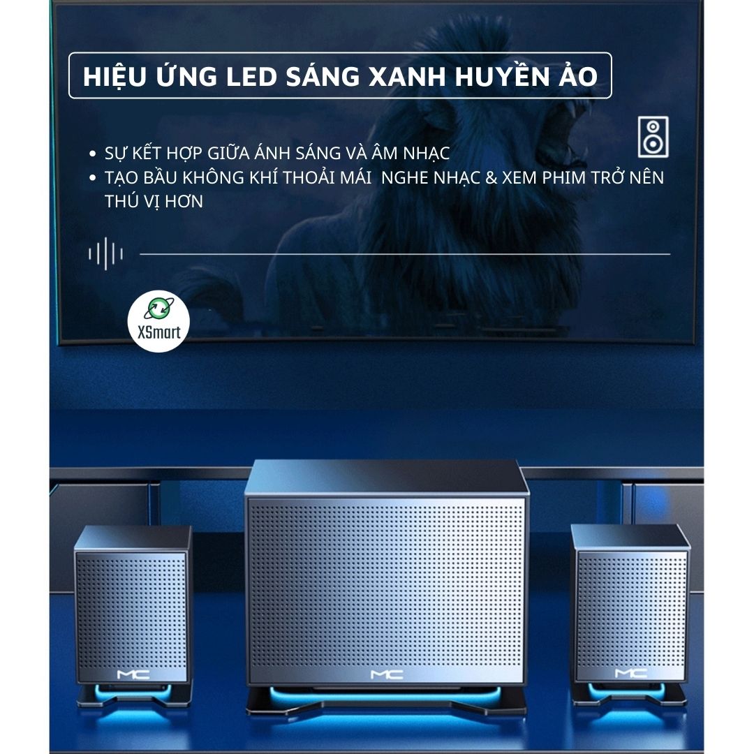 Loa vi tính bluetooth để bàn cho máy tính laptop pc MC S511 SUPER BASS có dải led, âm thanh vòm 3D, thiết kế siêu đẹp- Hàng Chính Hãng