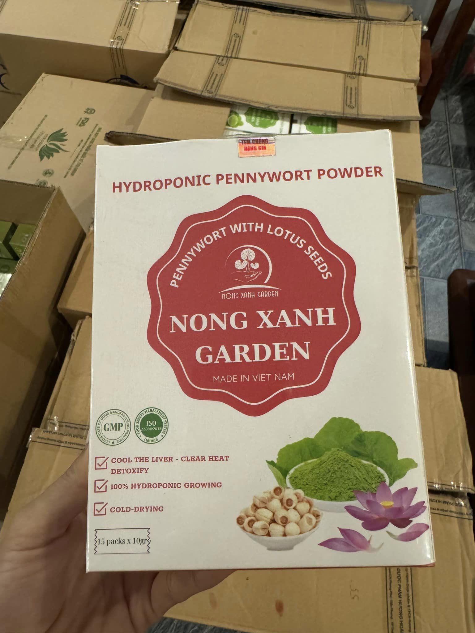 Nông Xanh Garden Bột Rau Má Thủy Canh Hạt Sen Hộp 15 gói (10gr/1 gói) hòa tan uống liền, dễ uống, thanh nhiệt, mát gan, làm đẹp da