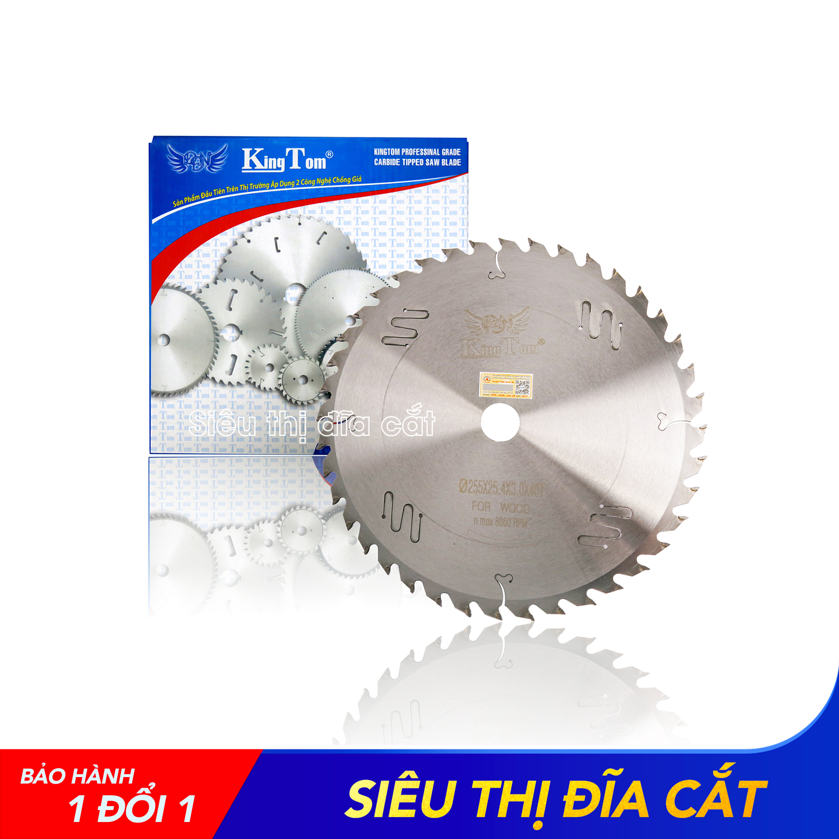 Lưỡi Cưa - Lưỡi Cắt Gỗ Cao Cấp 255-40 Răng KingTom - Chuyên Xẻ Gỗ Cây, Gỗ Có Đinh