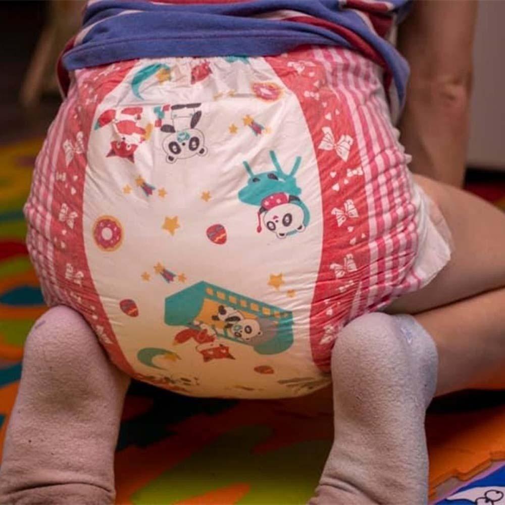 1 Chiếc Abdl Người Lớn Tã Onesize Lớn Eo Đỏ In DDLG Tã Giấy Dùng 1 Lần Tã Người Yêu Bebe Bố Giả Dom