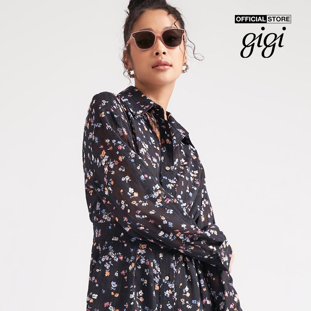 GIGI - Đầm mini sơ mi tay dài phối nút cài thời trang G2107D221190