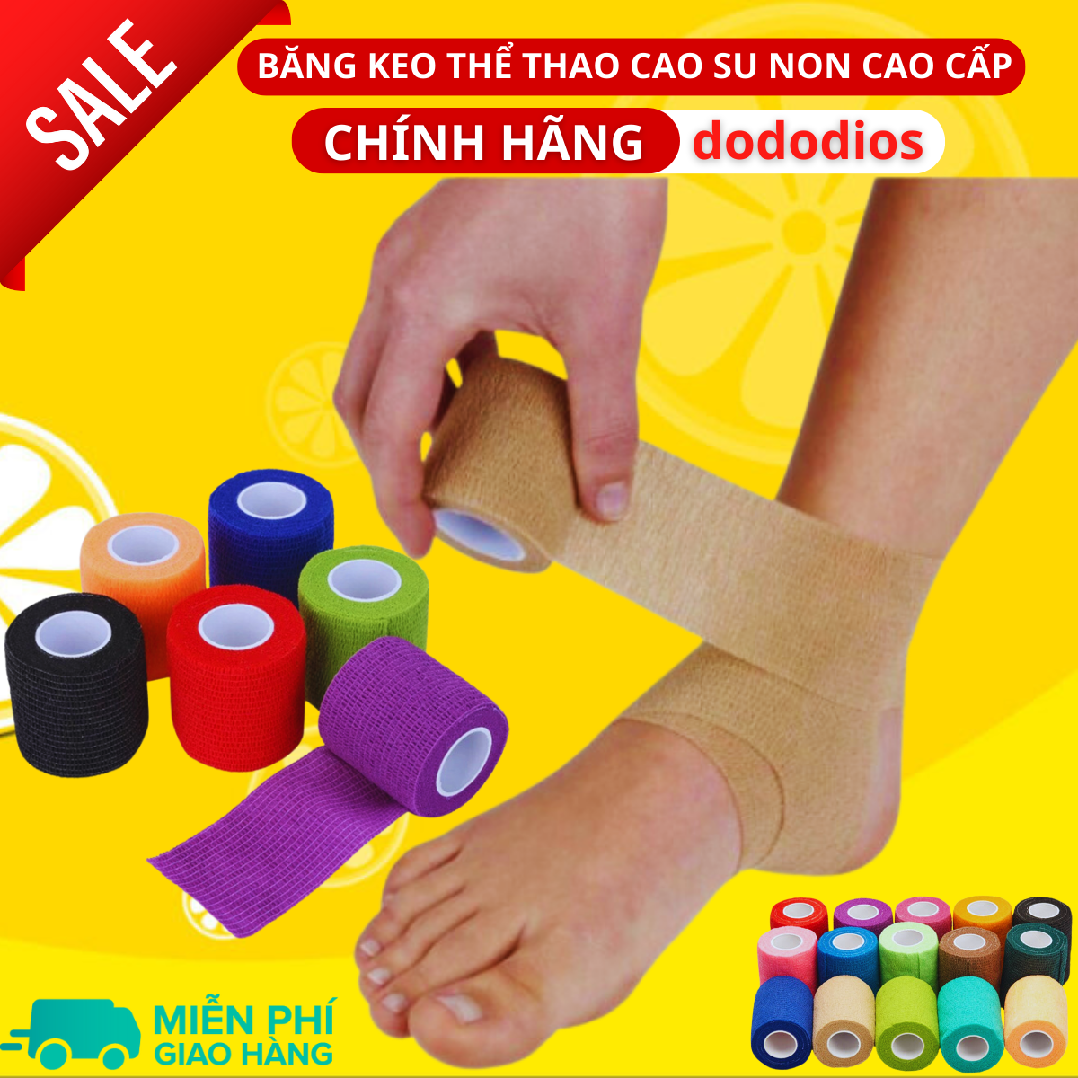 Combo Hộp 24 Cuộn Băng Cuốn Tự Dính, Băng Cuốn Cao Su Non, Băng Keo Thể Thao Chống Chấn Thương , Băng keo thể thao đá bóng, băng cuốn thể thao vải tự dính, băng quấn y tế cuốn ngón tay, cổ tay, cổ chân - Hàng chính hãng dododios