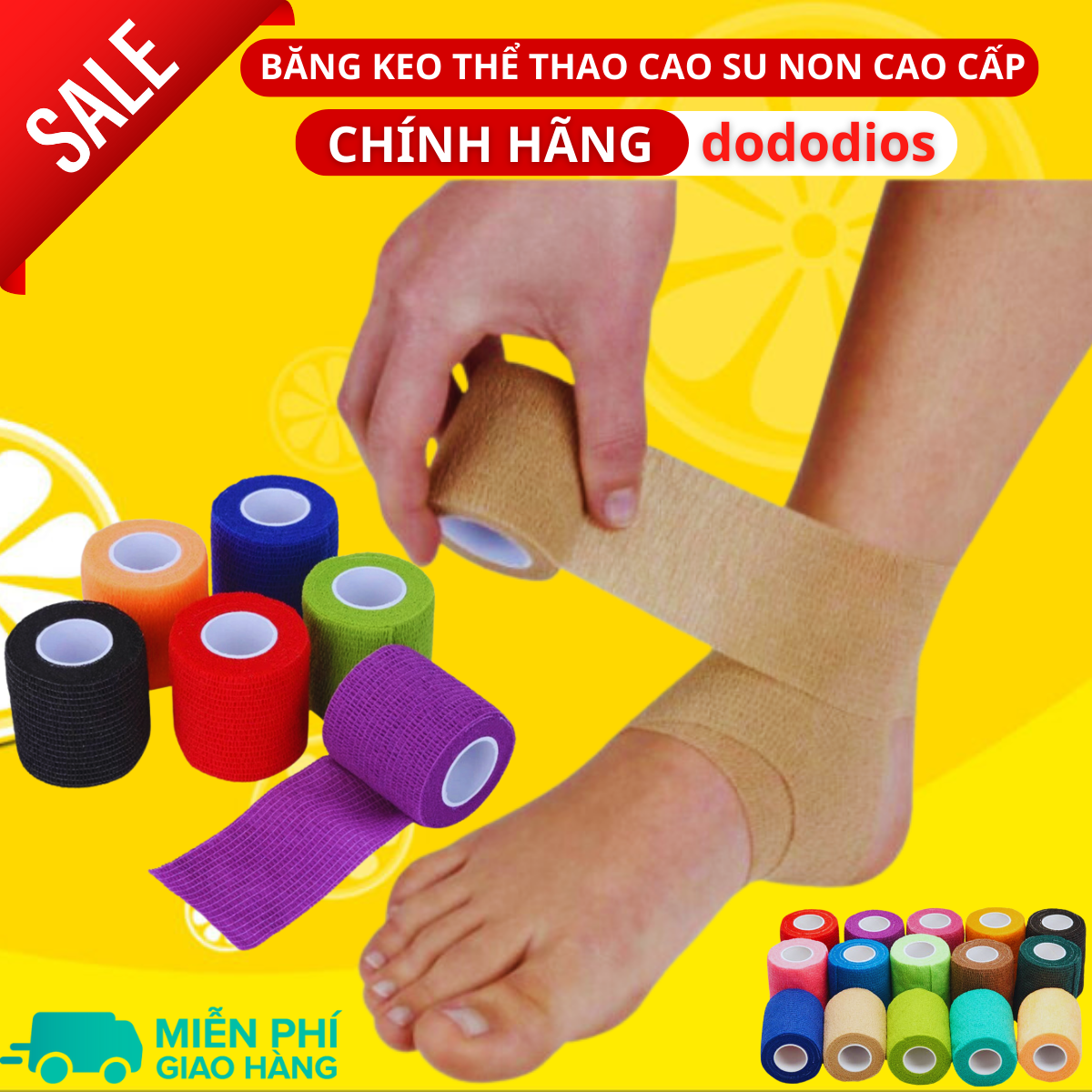 Combo Hộp 24 Cuộn Băng Cuốn Tự Dính, Băng Cuốn Cao Su Non, Băng Keo Thể Thao Chống Chấn Thương (Kích thước 5cm*4.5m), Băng keo thể thao đá bóng, băng cuốn thể thao vải tự dính, băng quấn y tế cuốn ngón tay, cổ tay, cổ chân - Hàng chính hãng dododios