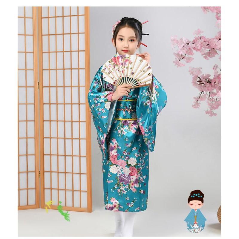 (CÓ SẴN) Trang Phục Kimono Cho Bé Gái, Bộ Yukata Trẻ Em Nhiều Màu Sắc