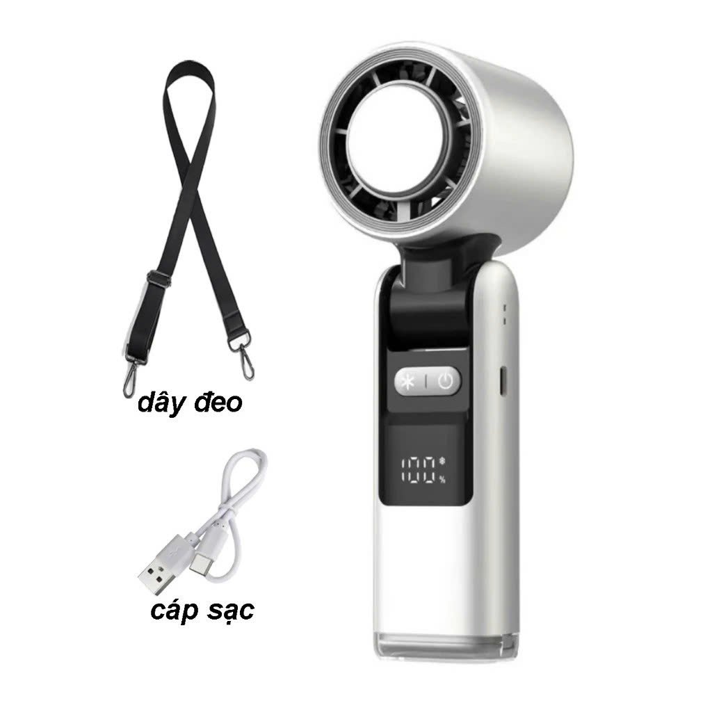 Quạt Cầm Tay Mini Sò Lạnh 6000mAh, Quạt Tích Điện Làm Mát Nhanh, Gấp Gọn, Nhiều Tốc Độ Gió, Tặng Dây Đeo - HÀNG CHÍNH HÃNG MINIIN