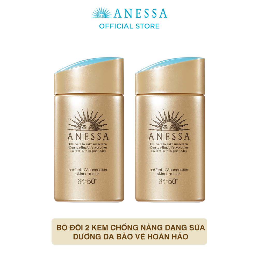 Bộ đôi Kem chống nắng dạng sữa dưỡng da kiềm dầu bảo vệ hoàn hảo (Anessa Gold Milk 60ml x2)